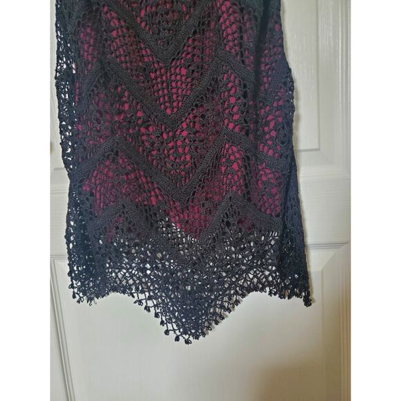 Kroshetta By Papillon Handmade Witchy Crochet Beaded Fringe Midi Dress Sz Medium - Picture 6 of 12